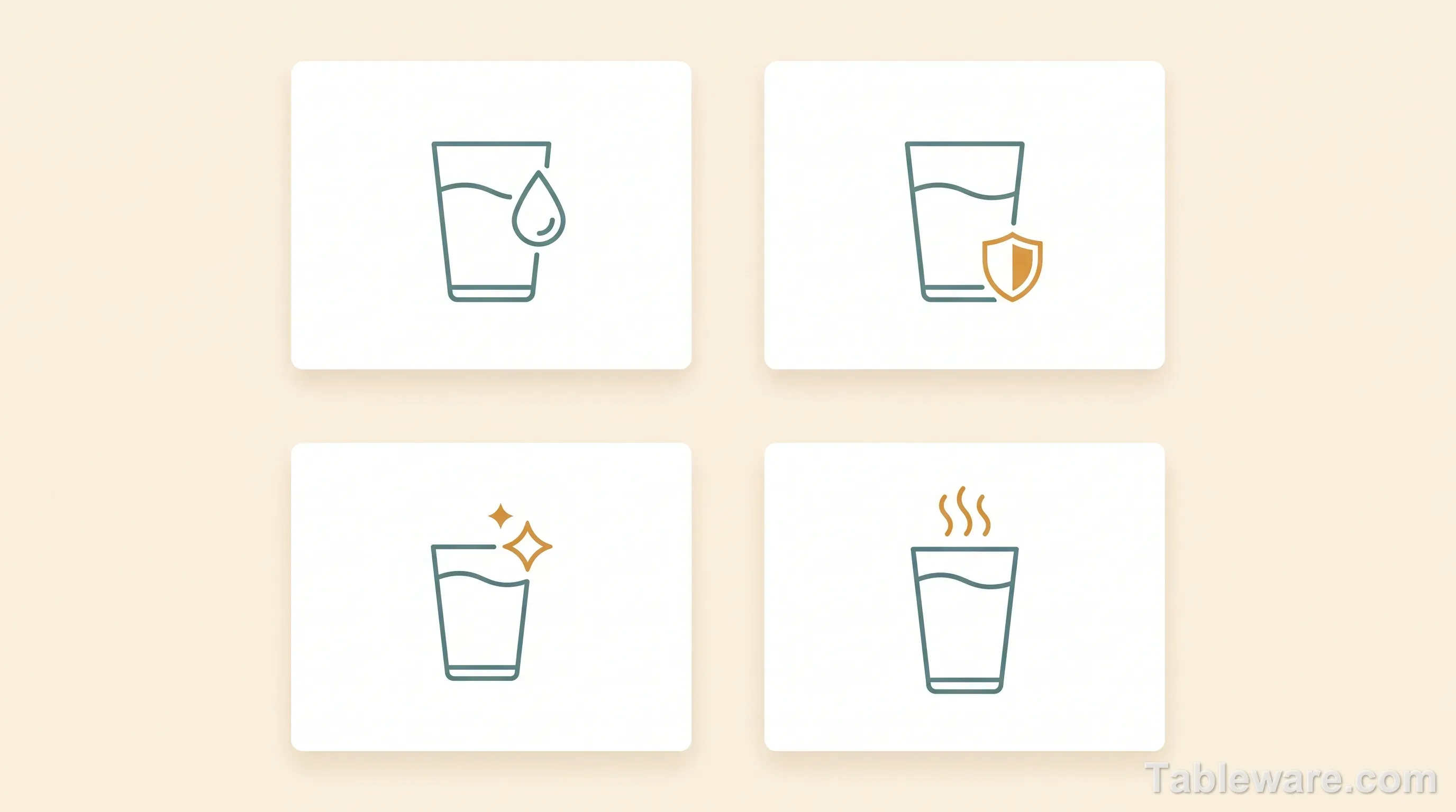 Four-way decision framework infographic mapping use case to recommended glass type